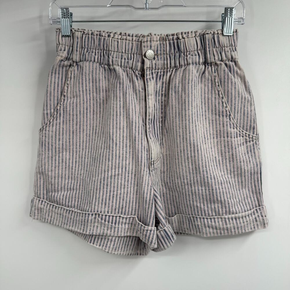 NWT BDG Urban Outfitters Mom Shorts Size S Pink Blue Stripe Pull On High Waisted